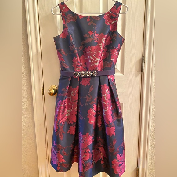 Eliza J Dresses & Skirts - Eliza J rhinestone Belted Floral Fit Flare Tulle Dress Size 6p